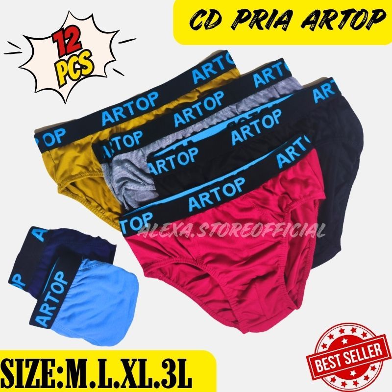 12Pcs CD Celana Dalam Pria Artop Sempak Ban Boxer