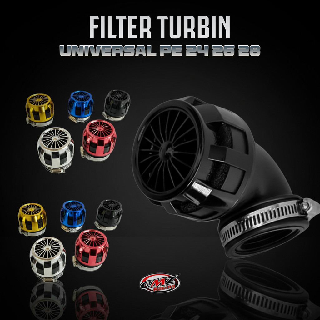 Filter Karbu Model Turbin 35MM 42MM 48MM Filter Udara Racing Universal PE 24 26 28 Model Lurus 45/90