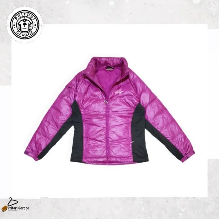 Outdoor Windbreaker Puffer Jacket Kappa Dark Pink Grey Color Block Vintage M