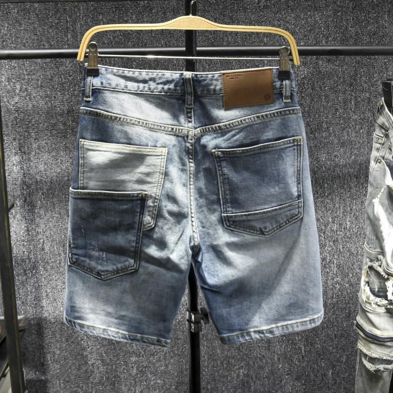 Celana pendek jeans pria musim panas fashion kasual pencentimeter celana pendek jeans pria musim pan