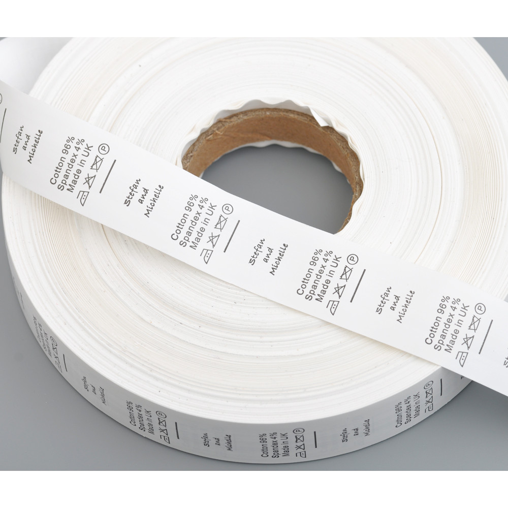 Custom Made design white garment washing care label clothing care size tags washable labels nylon ta