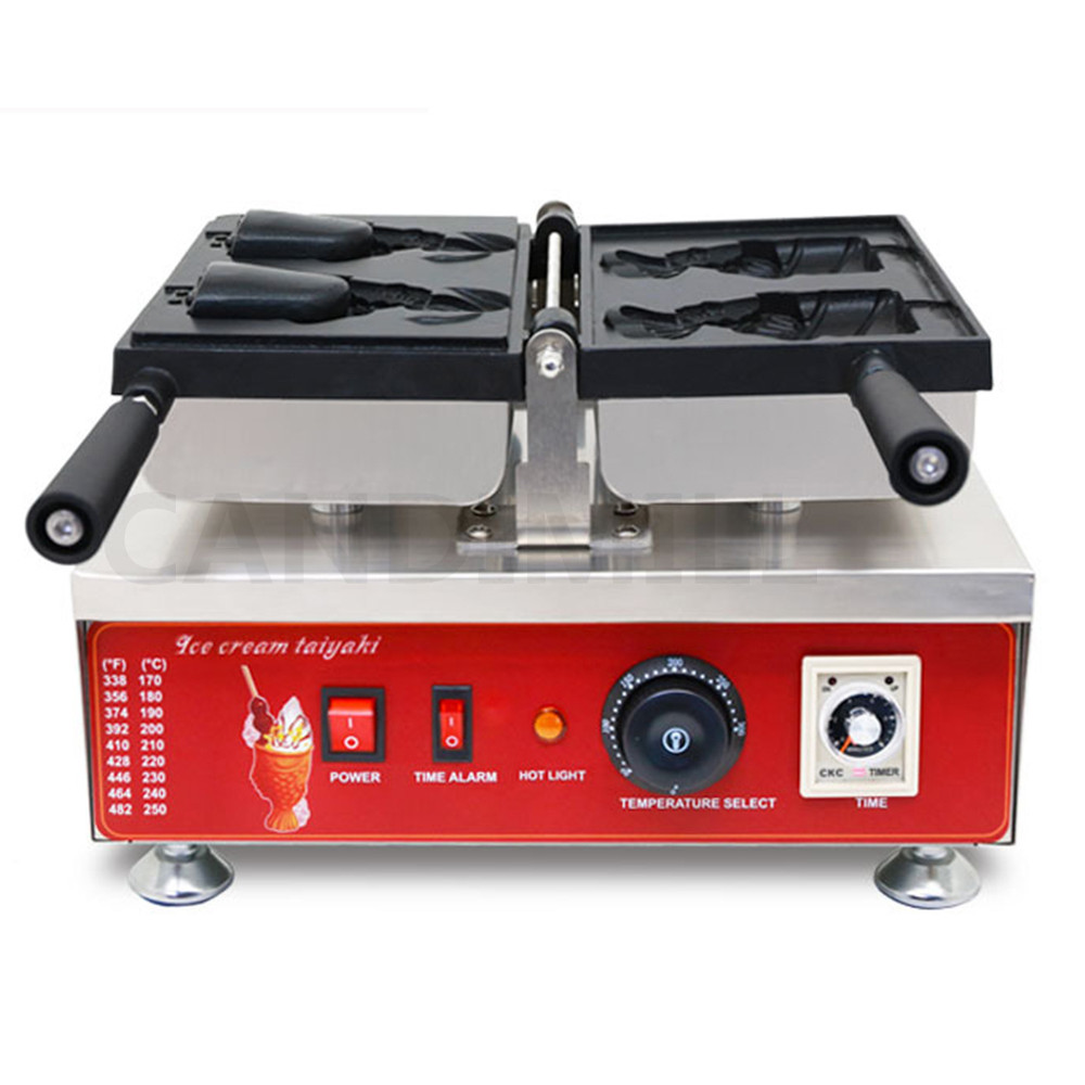 Electric Taiyaki Machine Fish Shaped Waffle Maker Japanese Mini Filling Ice Cream Fish Cone Machine
