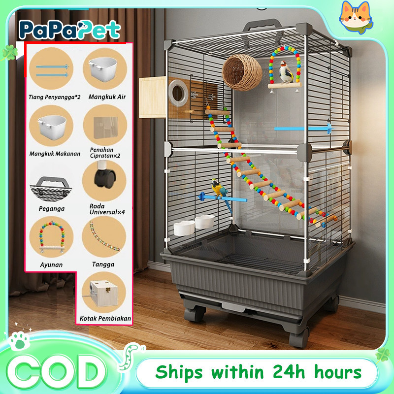 Sangkar Burung Kecil Besi Hitam Tiang Ruji Kokoh Untuk Pleci, Prenjak, Burung Kecil Lainnya