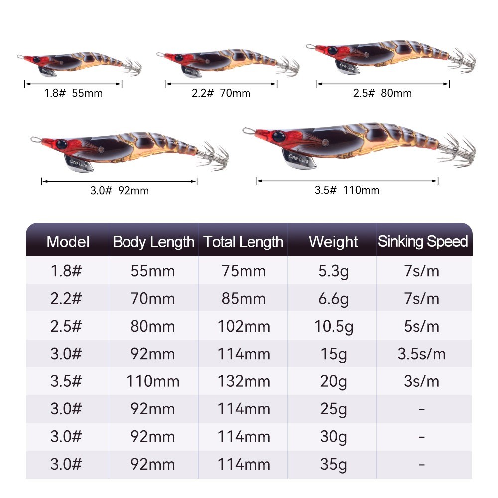TergacorKingdom EGI SHRIMPER Umpan Pancing Umpan Udang 55mm 70mm 80mm 92mm 110mm Umpan Cumi-cumi Ump