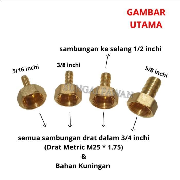 FREE ONGKIR - sambungan konektor penyambung connector pipe pipa kran drat dalam 3/4 inchi ke hose se