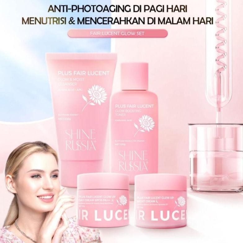 Shine Russia + 4 PCS SKINCARE SET - all skin Whitening Skincare Sunflower Plus Fair Lucent Glow Set 