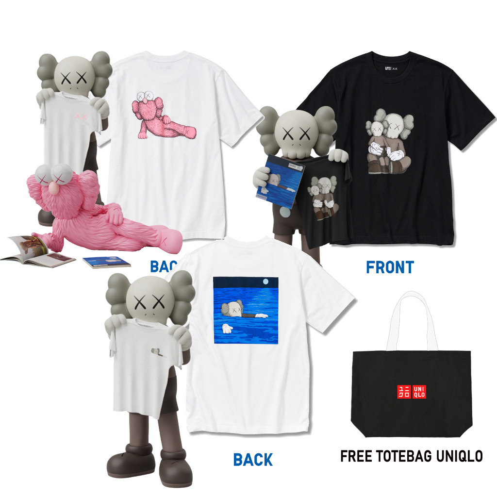 TSHIRT UNIQLO KAWS FREE TOTEBAG / KAOS UNIQLO X KAWS