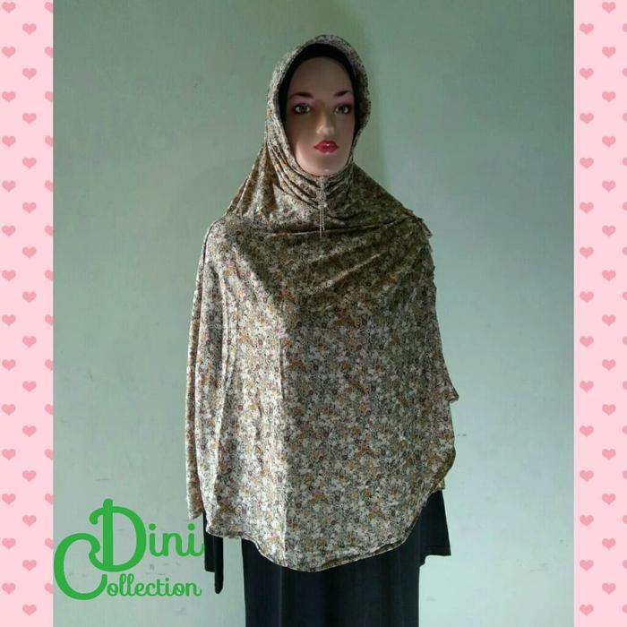 Jilbab instan bergo kerudung jersey motif bunga pet ped - 5
