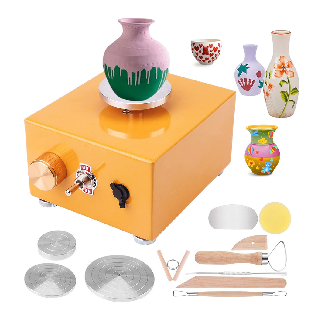 Mini Pottery Wheel with 3 Mini Turntable, Pottery Wheel Machine 2300RPM Electric Pottery Wheel Mini 
