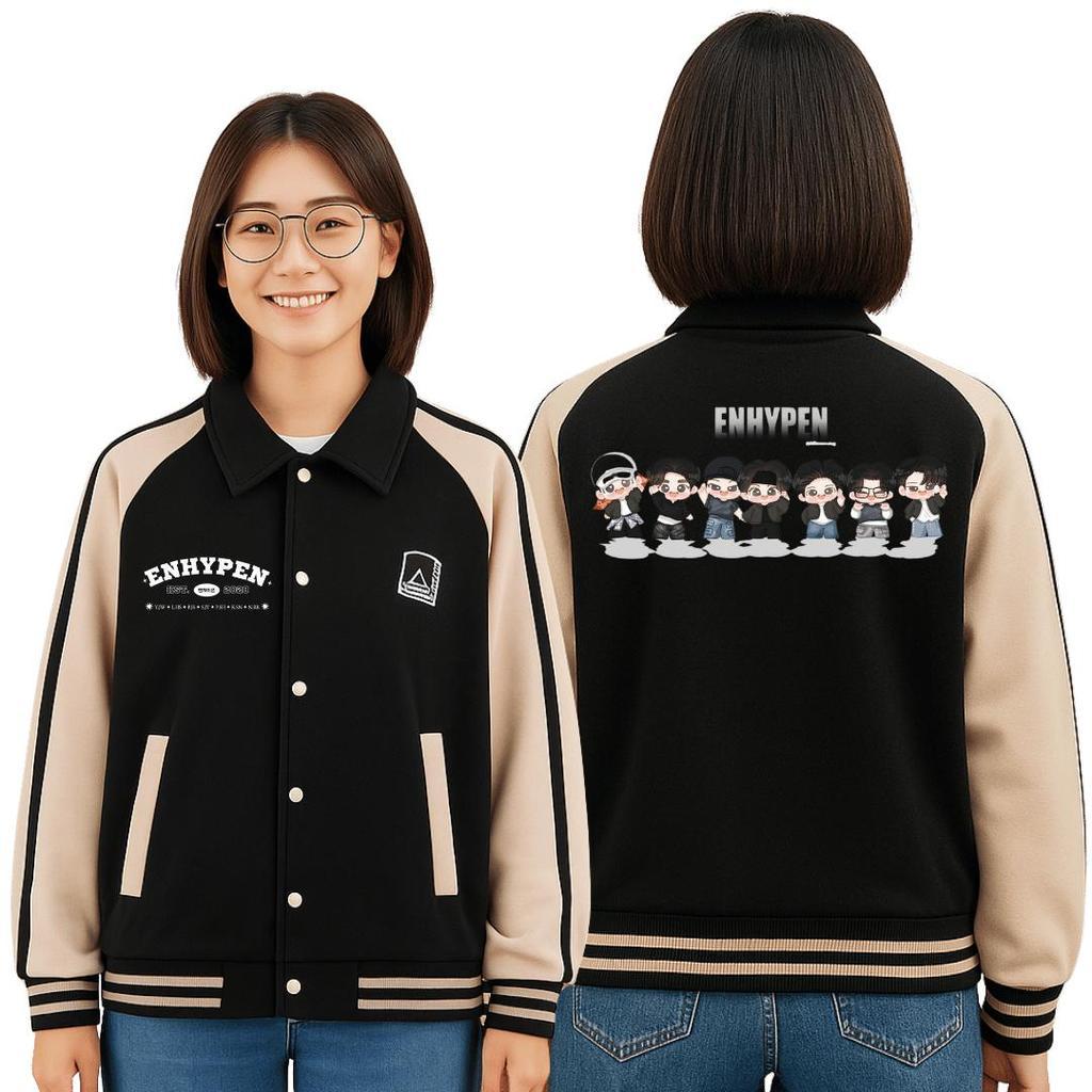 ( BISA CUSTOM ) Jaket chibi enhypen Exslusive Di Kpop addict Promo new arrival JAKET BASEBALL ENHYPE