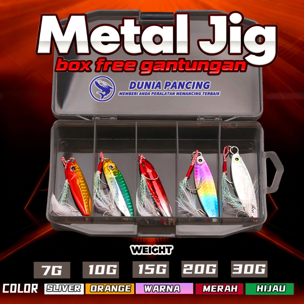 5pcs Set Umpan Pancing Metal Jig 7g/10g/15g/20g/30g 5pcs Paket lure casting hampala murah + box free