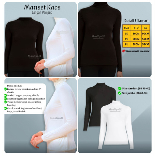 KAOS MANSET POLOS MANSET KAOS MANSET KAOS LENGAN PANJANG MANSET KAOS POLOS INNER GAMIS DALAMAN GAMIS