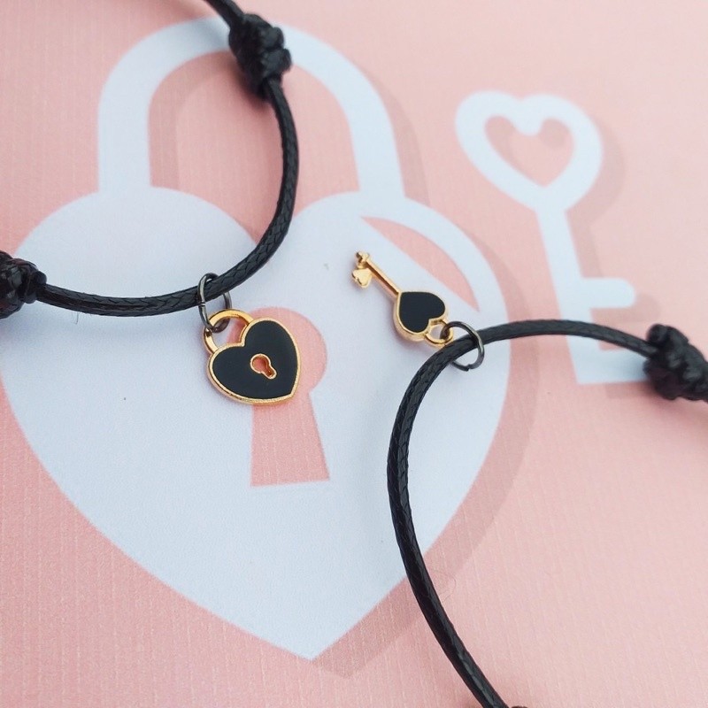 G5276 (2PCS) Gelang Kunci Love Couple /  Gelang Couple Waterproof / Gelang Couple Liontin Gembok Lov