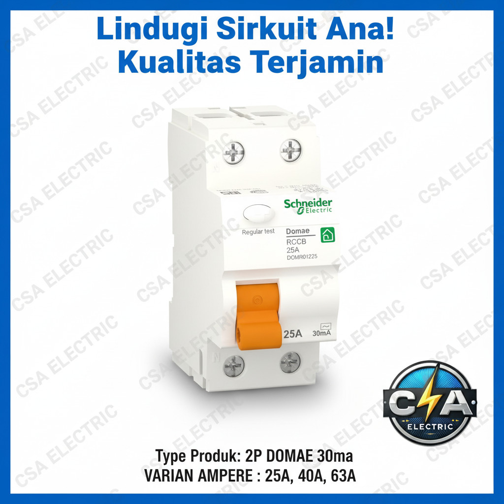 VARIAN RCCB SCHNEIDER ELECTRIC DOMAE 2P 25A/40A/63A 30MA AC - DOMR012**