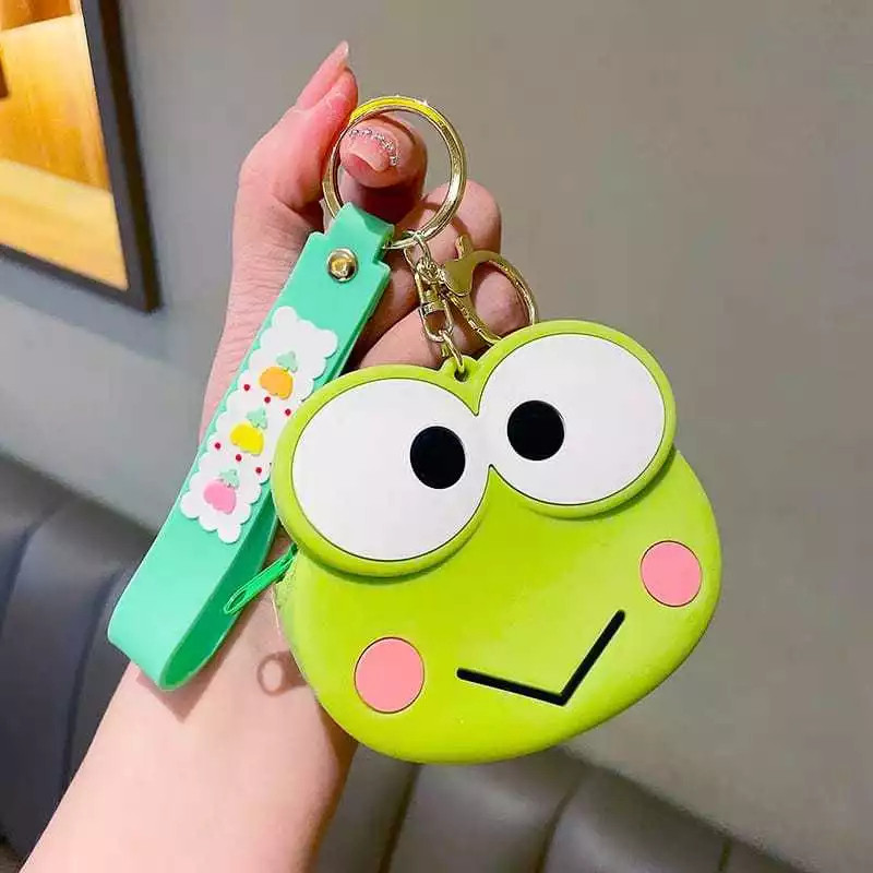 MA Dompet Ganci Keroppi Gantungan Tas Lucu Karakter Tas Koin Mini Silikon Keychain Waterproof Tahan 