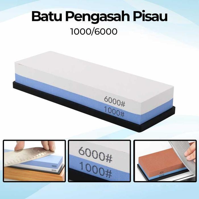 BATU ASAHAN PENGASAH PISAU DAPUR DIAMOND WHETSTONE KNIFE SHARPENER - 1000/6000