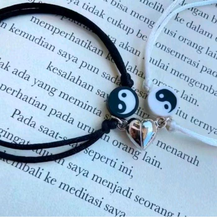 Gelang couple Love Yin Yang +Magnet Gelang Persahabatan Gelang Pasangan