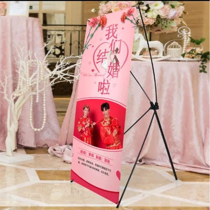 Stand Y Banner 60x160 Aluminium Besi Hitam - Y Besi Fiber