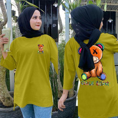 YURICA (COD) 04 ATASAN BASIC OVERSIZE KOREAN TOP KAOS JUMBO LD 138 TUNIK BABYTERRY - Hijau Botol, OV