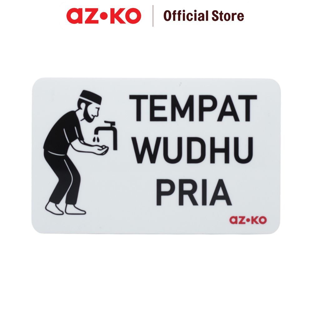 AZKO Stiker Anodized Sign Tempat Wudhu Pria & Wanita - Putih Sticker Penanda Label Pintu Emblem Deko
