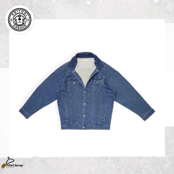 Soft Jeans Trucker Fleece Jacket Browny Std Blue Wash Color Vintage