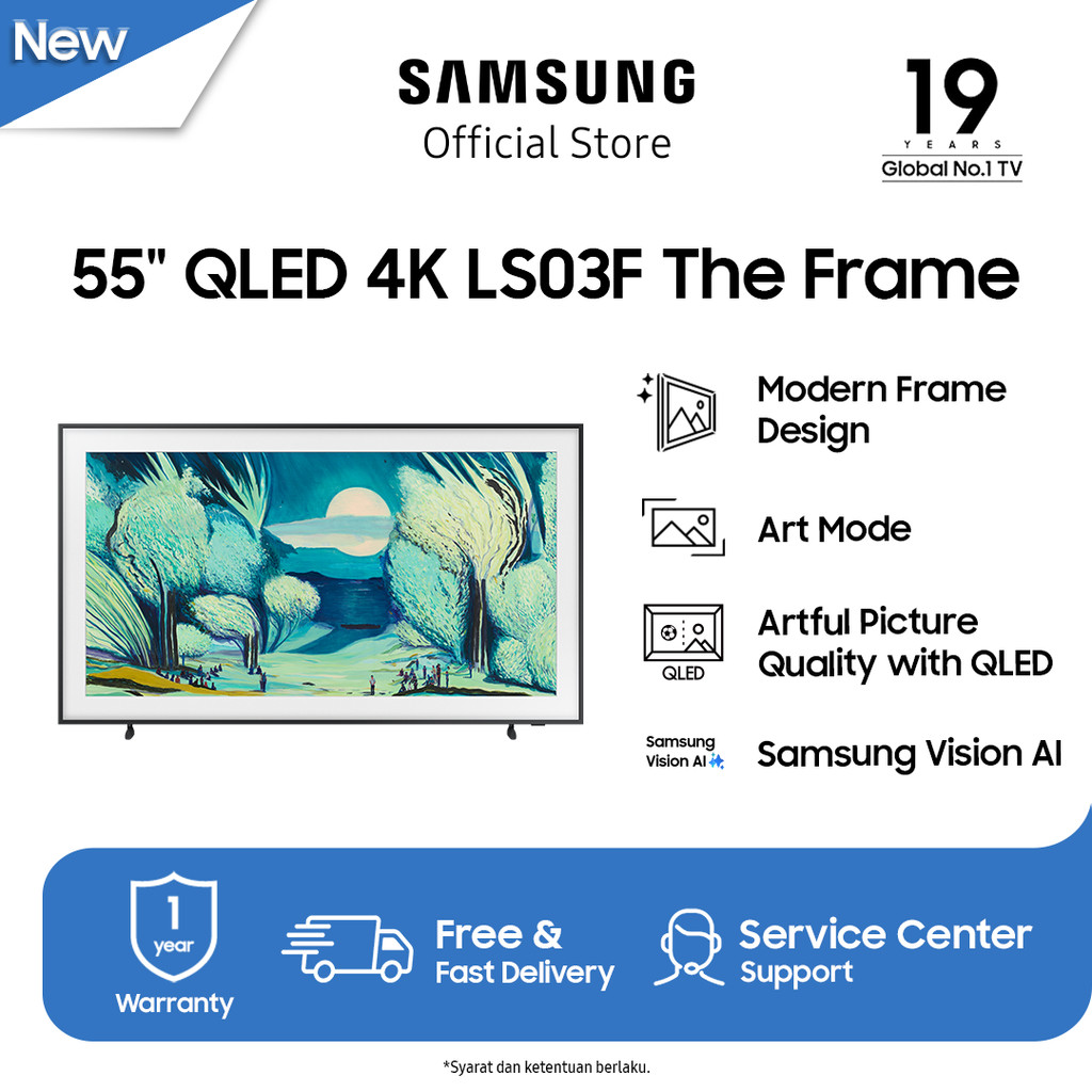 Samsung Smart TV 55" QLED 4K The Frame LS30 | Art Mode | Samsung Vision AI | QA55LS03FAKXXD
