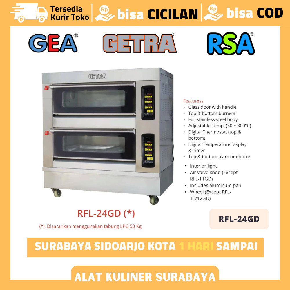 GETRA RFL 24GD RFL-24GD GAS OVEN 2 DECK 4 TRAY OVEN PEMANGGANG