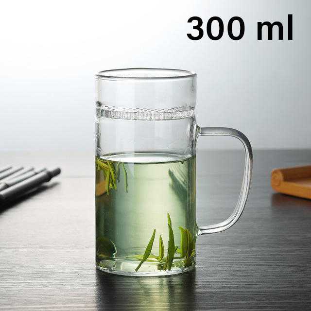 Cangkir Teh Saringan Kaca Tahan Panas Api Infuser Mug | Gelas Teh Borosilikat Anti Ampas
