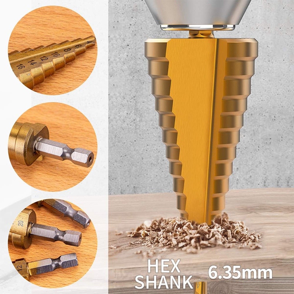 Mata Bor PAGODA Piramida Step Drill HSS Mata Bor Serbaguna Awet Dan Berkualitas Original 4 12mm 4 20