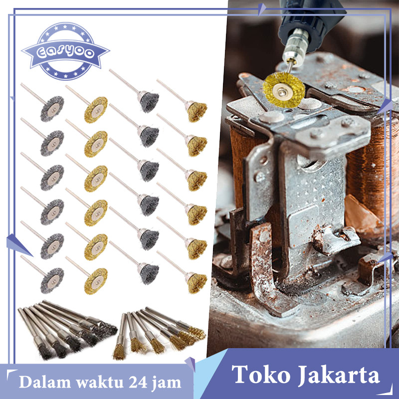 ALLINWAN Isi 36 Mata Bor Sikat Kawat Besi Wire Brush Mata Bor Sikat Kawat Kuningan