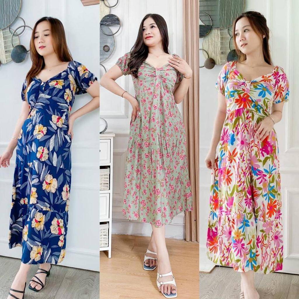 DASTER PUTRI BALI - ANGEL DASTER RAYON BALI Dress Motif Nyaman Panjang Printing Casual Wanita Kain T