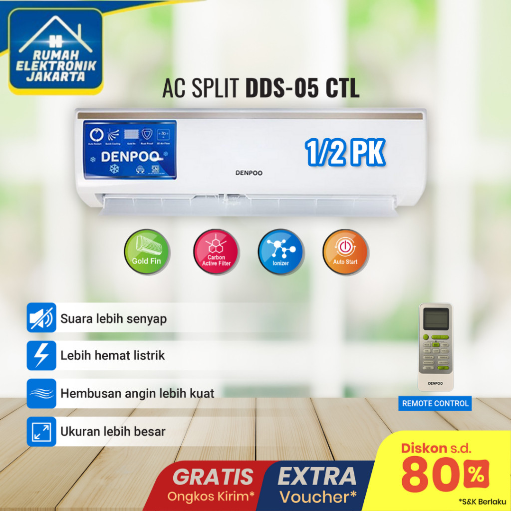 TERBAIK Denpoo AC 1/2 PK DDS 05 /CTL Low Watt R 32 - PLUS PASANG