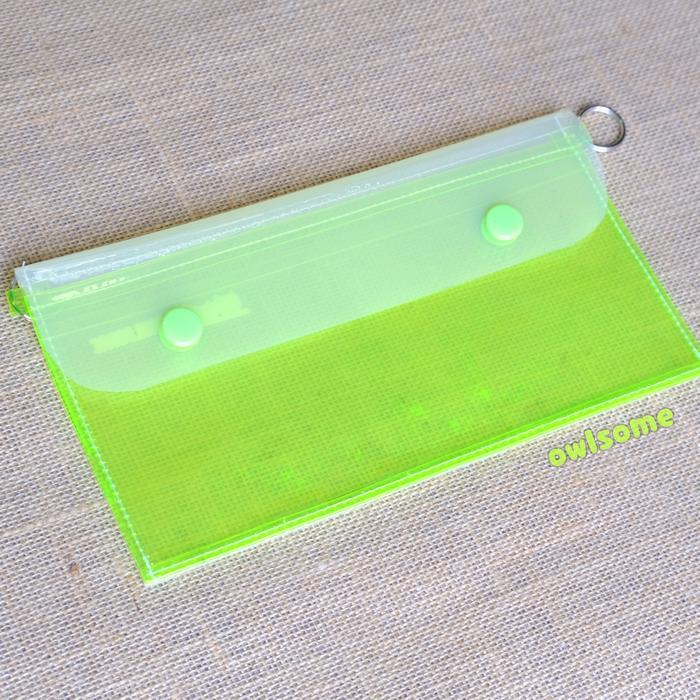 Clear pvc pouch, dompet masker kf94 kn95 transparan, dompet mika warna - new neon 19x10