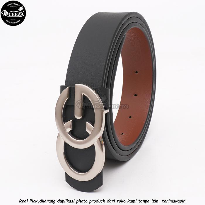 Ikat pinggang Wanita Dan Pria Big Size Ikat pinggang Kulit Pu Wanita Lebar 3,5cm - Hitam, 105cm