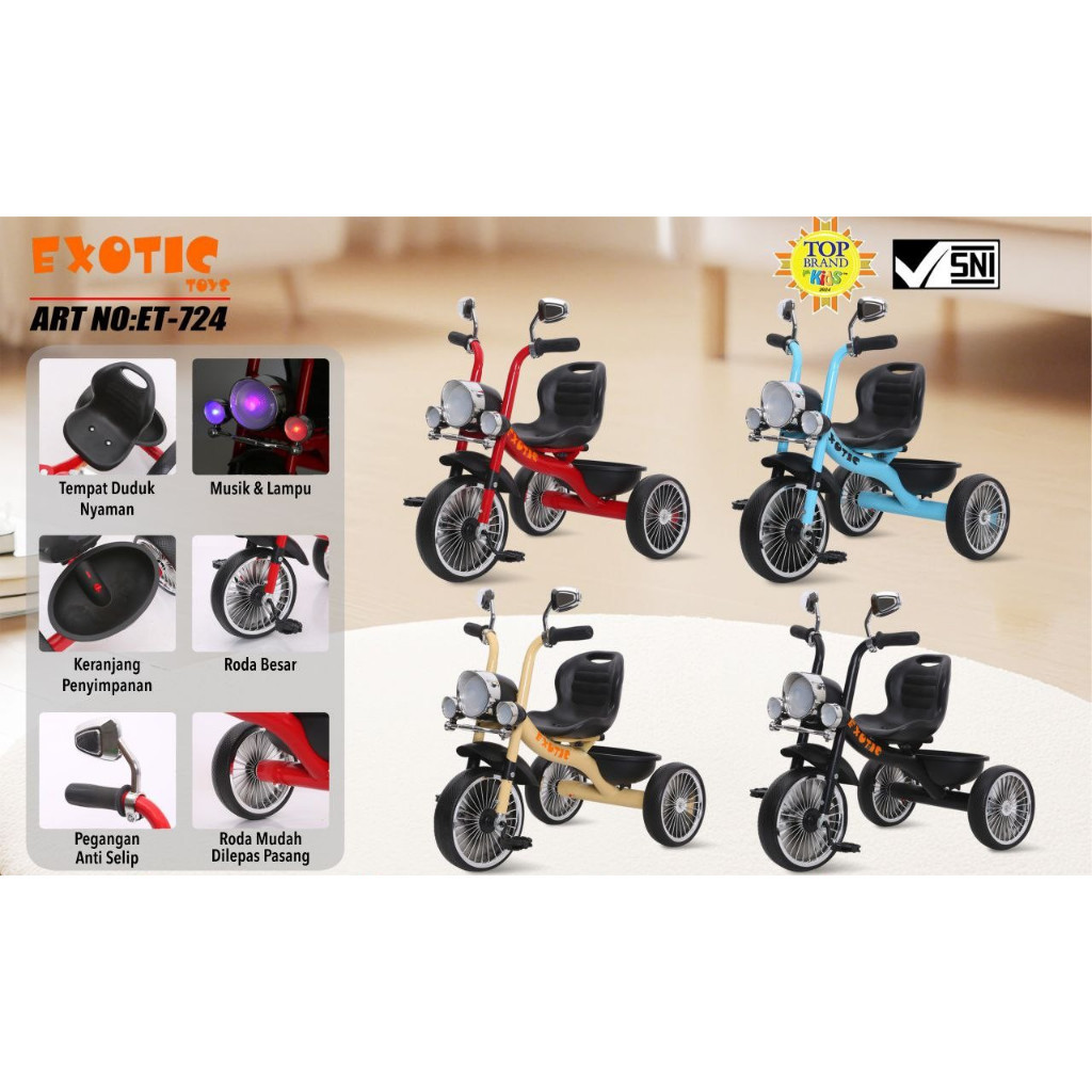 sepeda anak roda 3 sepeda exotic anak roda 3 Tricycle Exotic ET724 Model Motor Roda Tiga