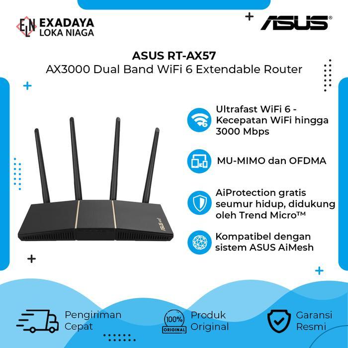ASUS RT-AX57 Extendable Router ASUS RT-AX57 (AX3000) Dual Band WiFi 6