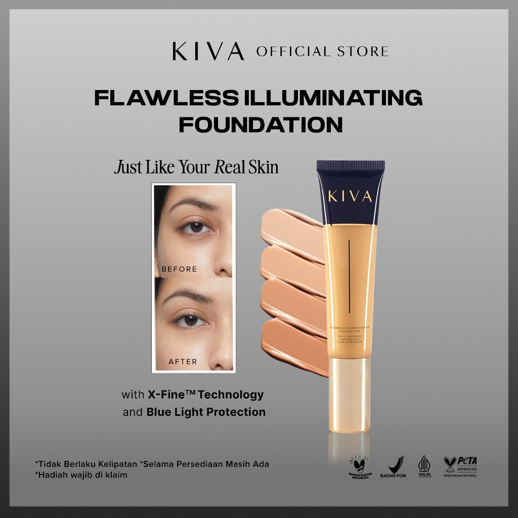 [CLEARANCE ED MAR 2026] KIVA Flawless Illuminating Foundation - Matte Oil Control Ringan Liquid Foun