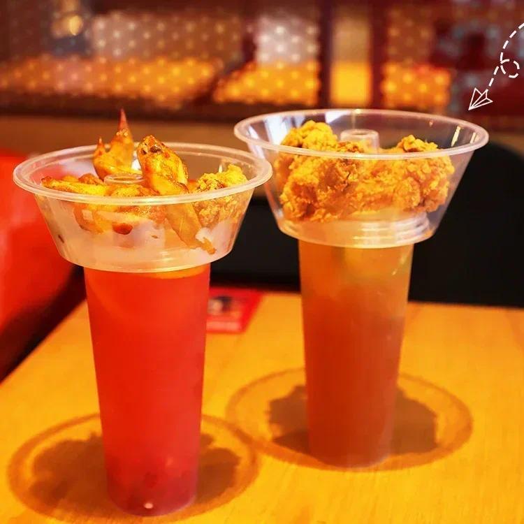 50pcs Disposable Cup Food Cola Cup Thickening Plastic Walking Hot Pot Cups Cold Drink Fruits Cup Hol