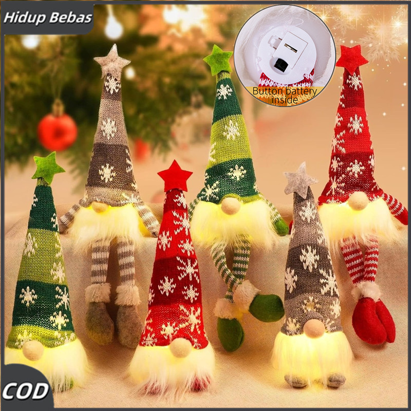 Boneka Natal Gnome Boneka Bercahaya Chrismas Natal Kurcaci Nyala Hadiah Natal Boneka Christmas Gnome