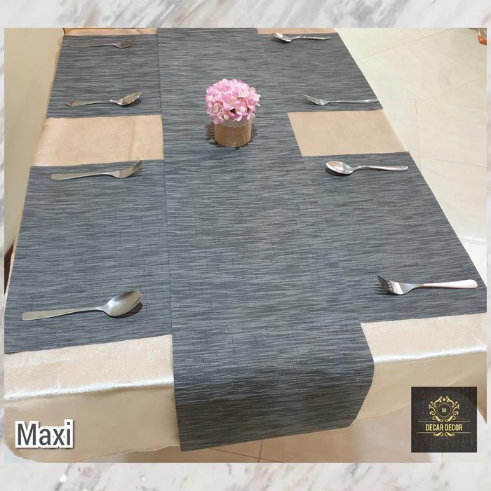 Table Runner Minimalis Silver 35 x 225 cm -Taplak Meja Panjang - bronze (coklat), 30x270