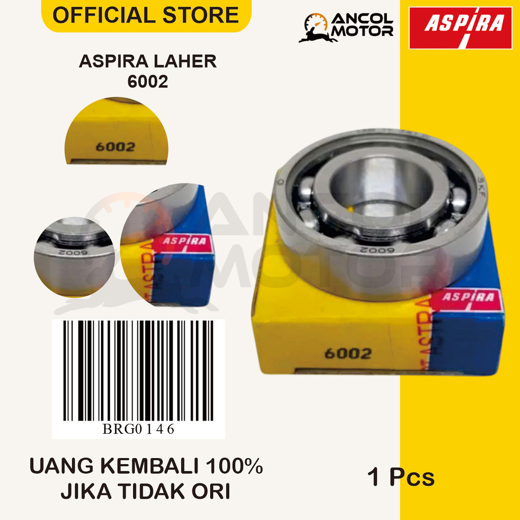 ASPIRA Laher Bearing Roda 6002 Original Motor Honda Yamaha Suzuki (High Speed) | LAHER 6002