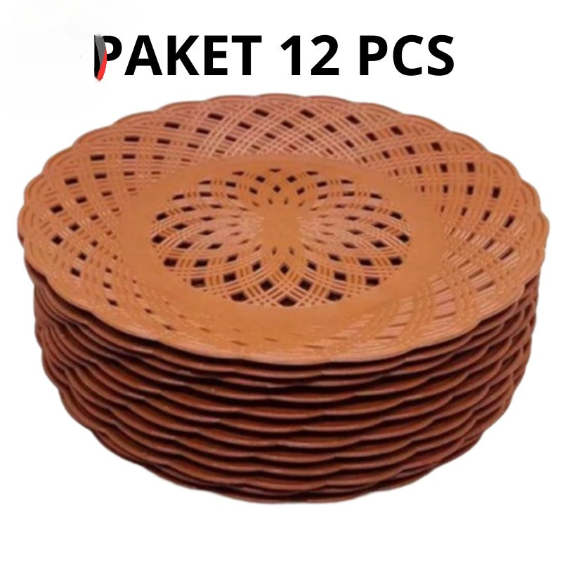 Piring BUAH Rotan Plastik Motif Anyaman Harga perlusin PIRING PLASTIK SERBAGUNA