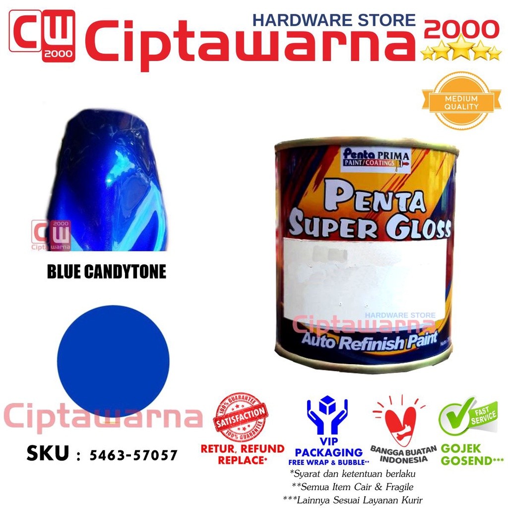 Cat Penta Super Gloss Blue Biru Candy Candytone 1 Liter  - A3 CWS