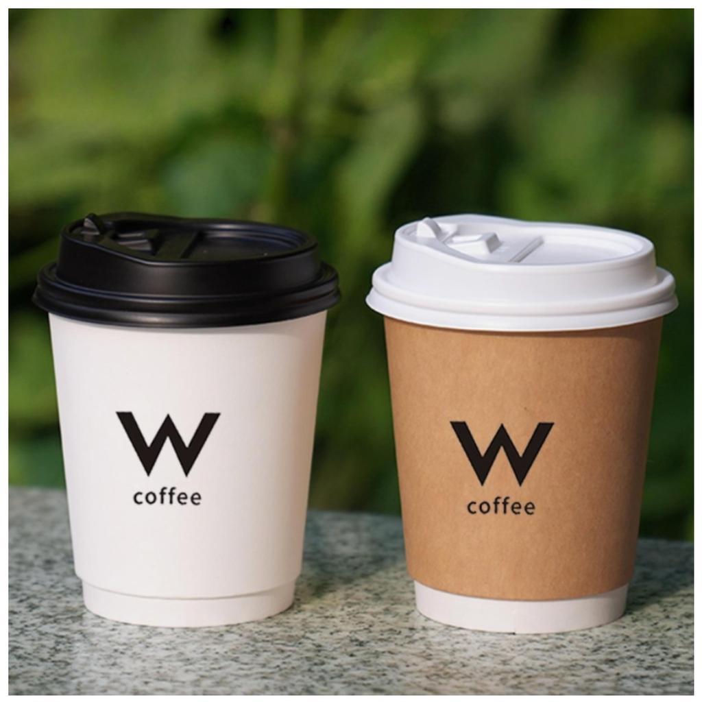 Paper Cup Double Wall Kraft dan Putih 8oz 12oz 16oz 22oz W coffe  MOTIF COFFE & TEH FOOD GRADE - GEL
