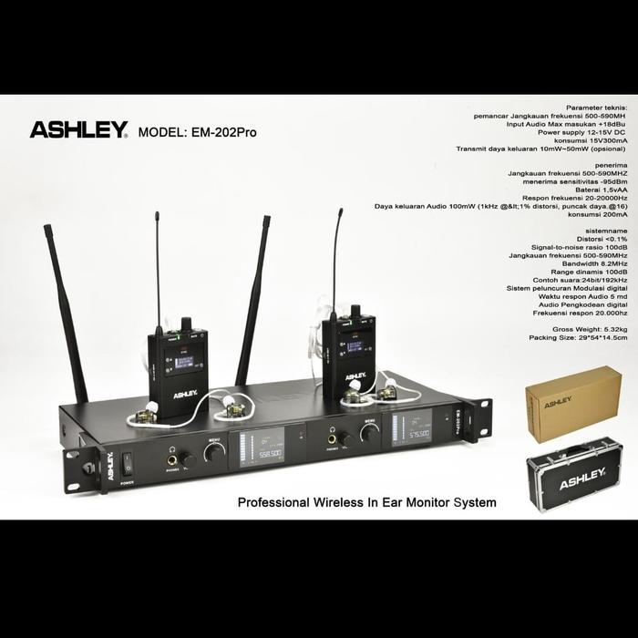 In Ear Monitor Wireless ASHLEY EM 202 PRO EM202 Pro Original Free Koper