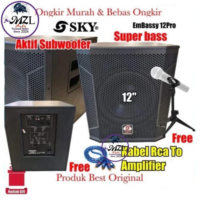 Subwoofer Bass Aktif 12 inch Sky audio Embassy 12 pro Original super bass Getar Bulat Garansi 2 tahu