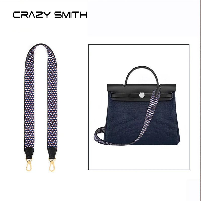 CRAZYSMITH Braided Canvas Bag Strap Handbags For Hermes Herbag Replacement Shoulder Crossbody Strap 