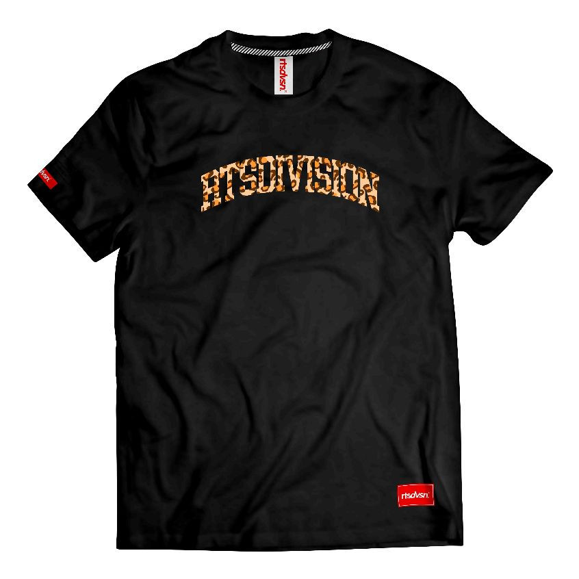 RTSDVSN Baju Simply Hitam Motif Leopard | Baju Cewek Cowok | Baju Simple Keren Kaos Pria Wanita