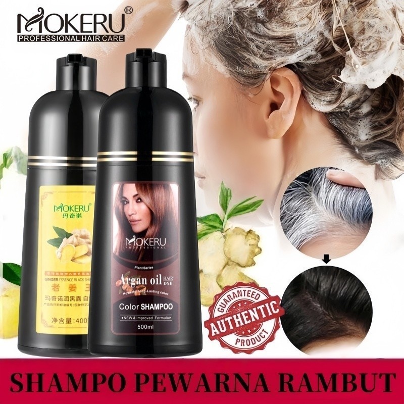Produk Promo !! ( Mokeru Original ) - MOKERU Shampoo Pewarna Rambut  MOKERU Ginger Black Hair Shampo