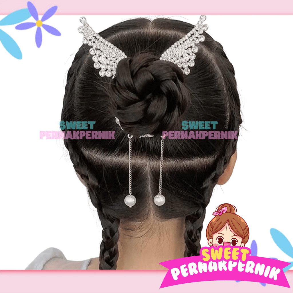 Jepit Rambut Berlian Rumbai Korea